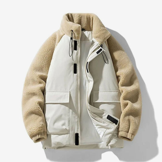 Colour Block Sherpa Sleeve Zip Jacket