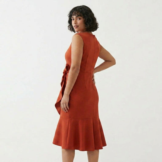 Sleeveless Draped Layer Asymmetric Hem Midi Dress