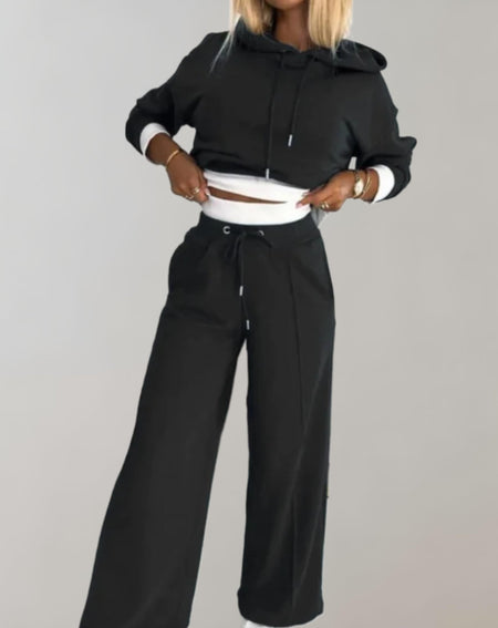Women's Hoodie and Wide Leg Trousers Lounge Set