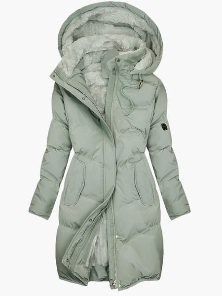 Women's Long Winter Coat with Faux Fur Hood