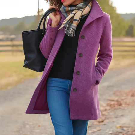 Relaxed Fit Women's Winter Coat with Button Front