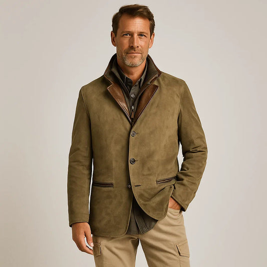 Khaki Vintage Blazer for Men - Regular Fit