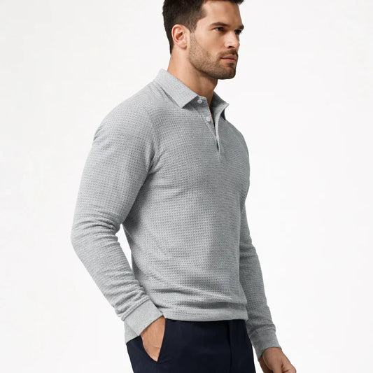 Men's Long Sleeve Polo Shirt - Stylish Comfort