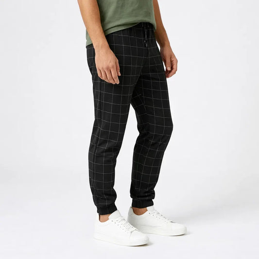 Checked Slim Fit Joggers for Men
