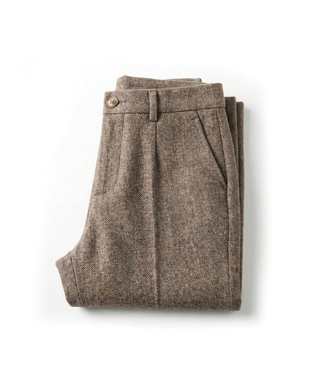 Men's Tailored Herringbone Wool-Look Trousers