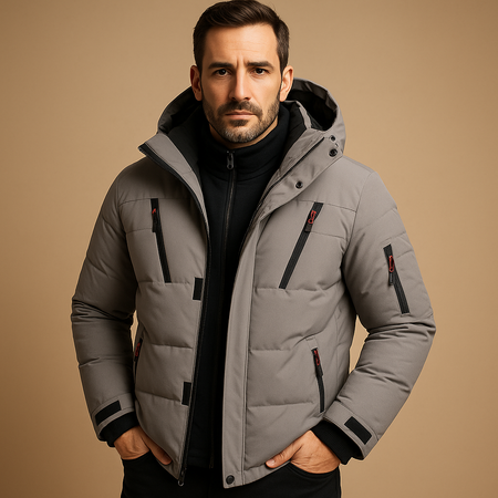 Men's Thick Padded Full Zip Winter Jacket