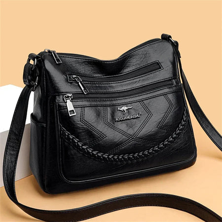 Soft Faux Leather Zip Shoulder Bag